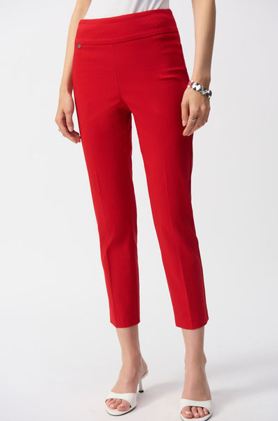 Joseph Ribkoff - Textured Jacquard Crop Pull-On Pants in Radiant Red