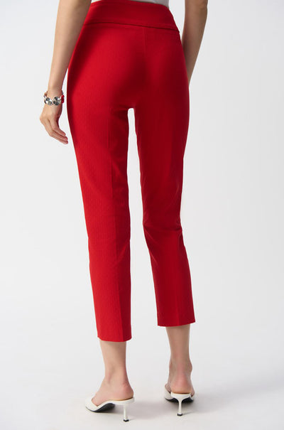 Joseph Ribkoff - Textured Jacquard Crop Pull-On Pants in Radiant Red