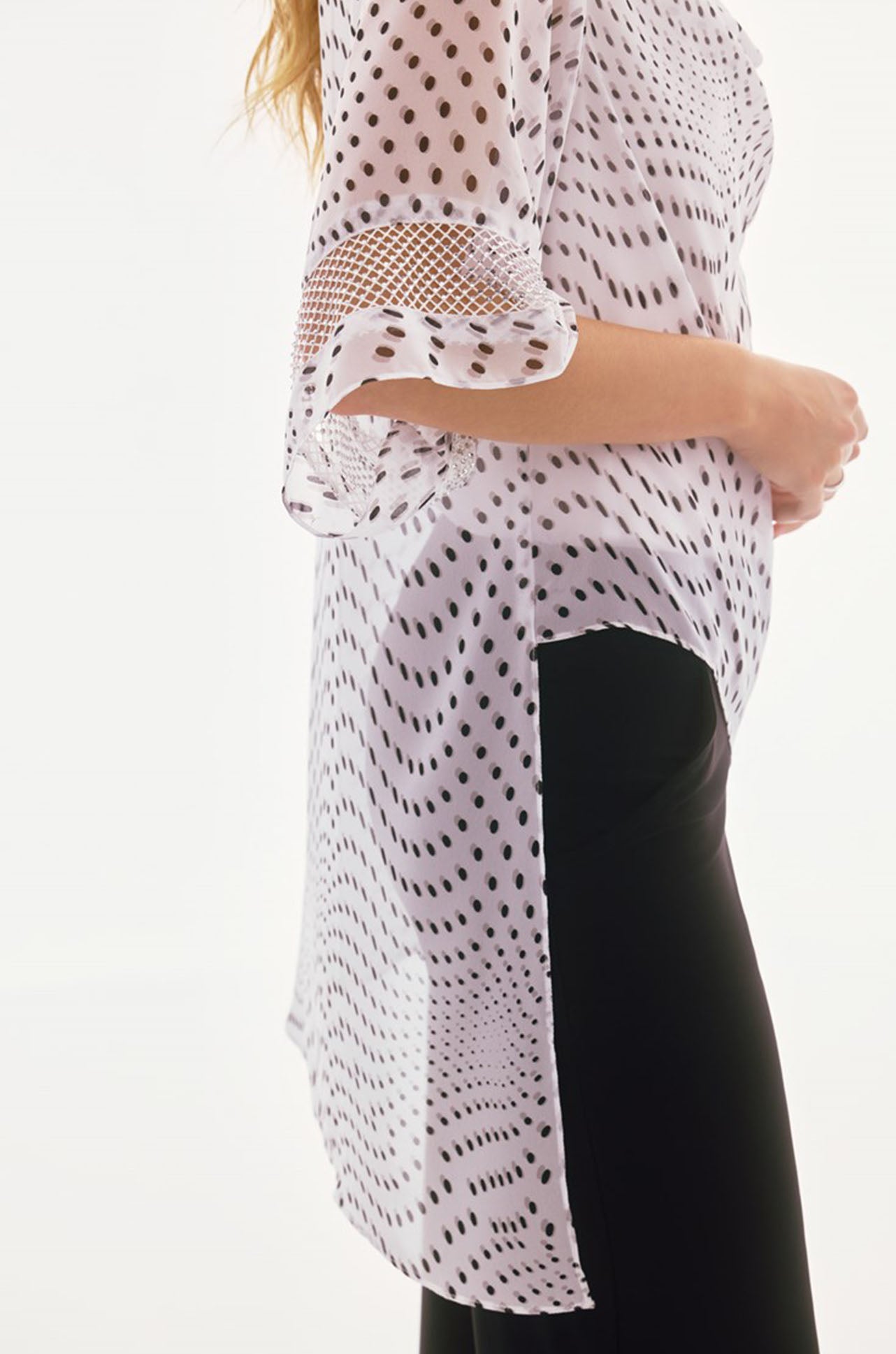 Joseph Ribkoff - Chiffon Dot Print Layered Top