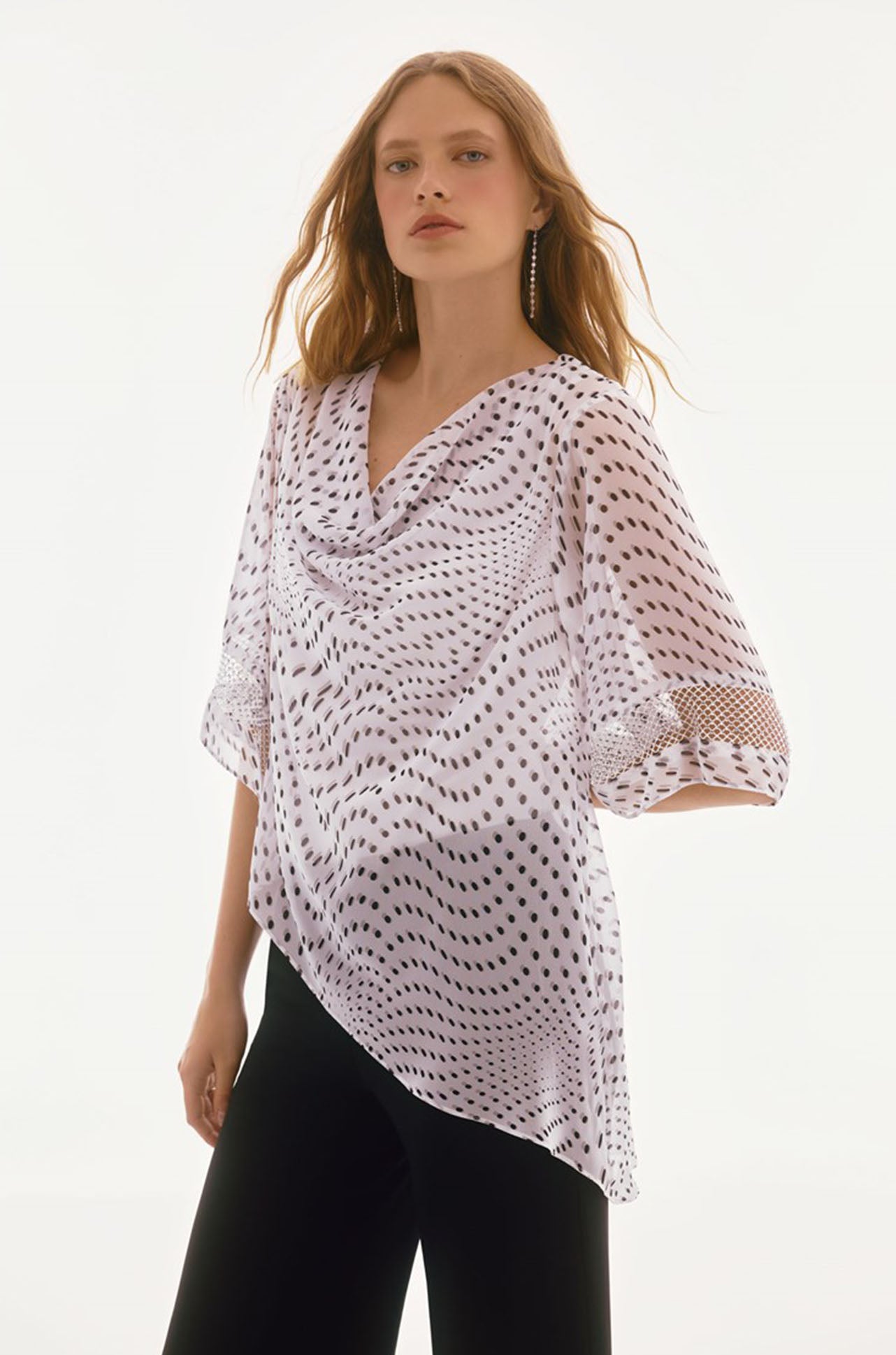Joseph Ribkoff - Chiffon Dot Print Layered Top