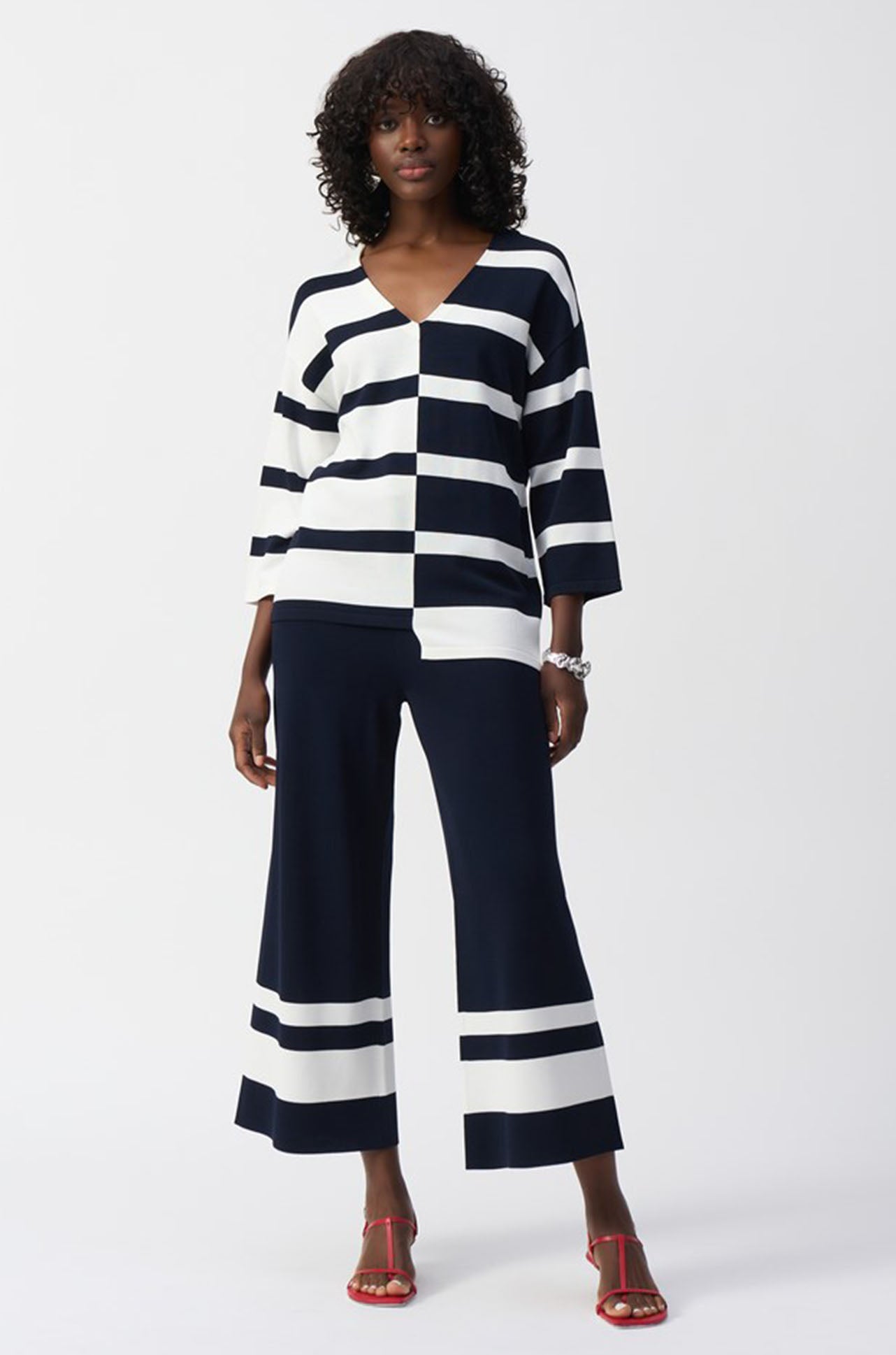 Joseph Ribkoff - Placement Stripe Sweater Knit Culotte