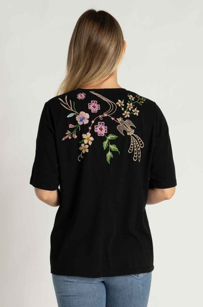 Johnny Was - 3/4 Sleeve Trapunto V-Neck Tee in Maureen Print