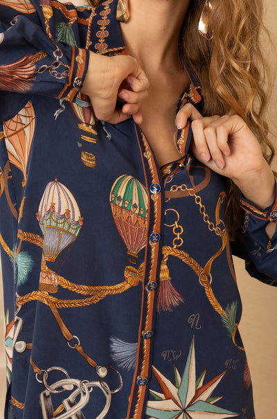 Hale Bob - Cleo Long Sleeve Top in Navy
