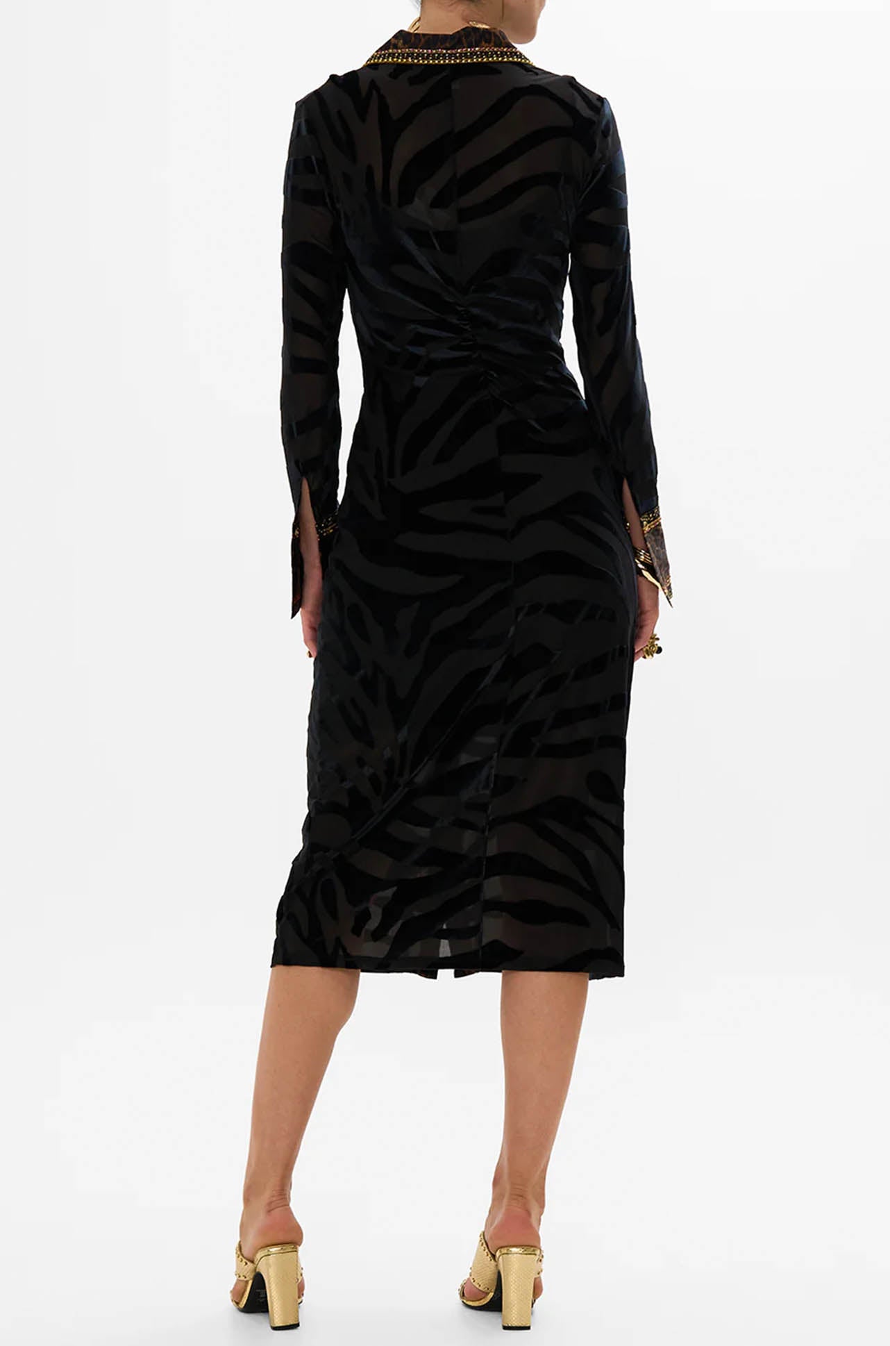 Camilla - Amsterglam Stretch Velvet Animal Shirt Dress