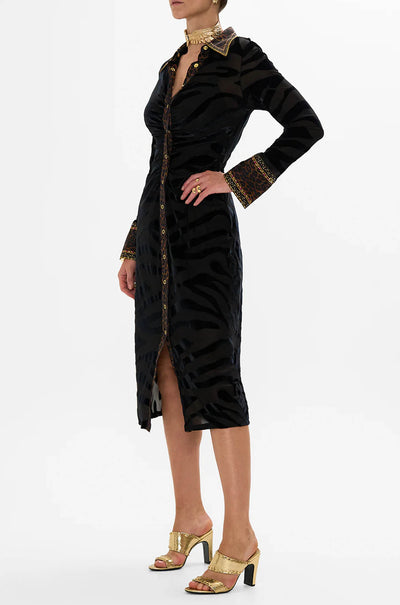 Camilla - Amsterglam Stretch Velvet Animal Shirt Dress