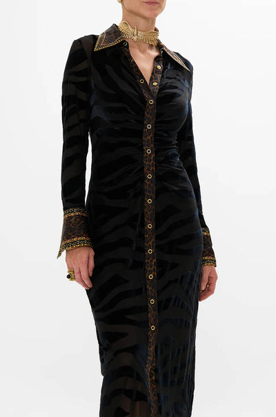 Camilla - Amsterglam Stretch Velvet Animal Shirt Dress