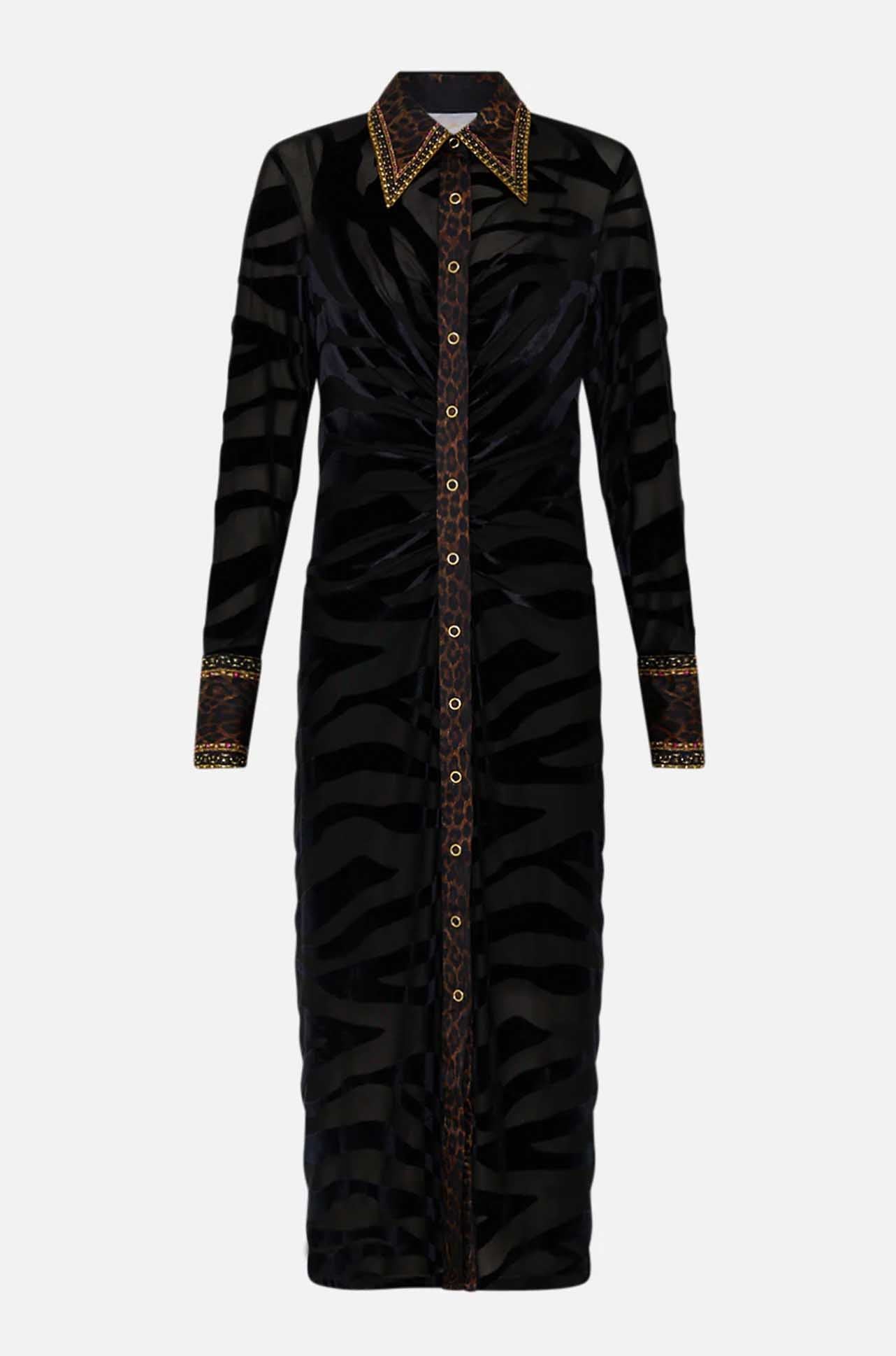 Camilla - Amsterglam Stretch Velvet Animal Shirt Dress