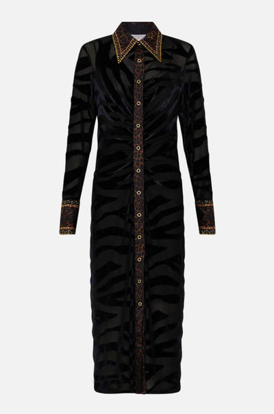 Camilla - Amsterglam Stretch Velvet Animal Shirt Dress