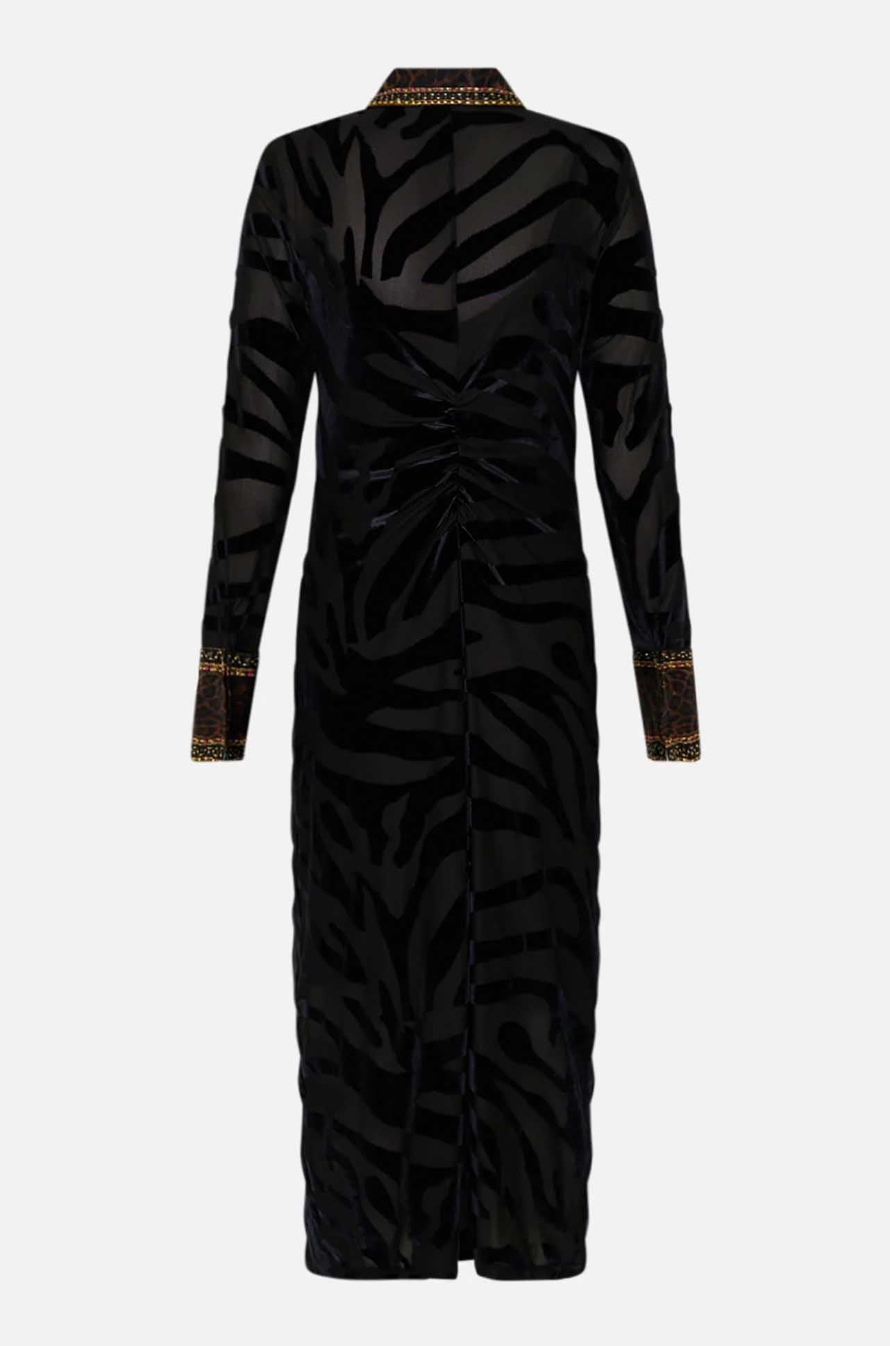 Camilla - Amsterglam Stretch Velvet Animal Shirt Dress