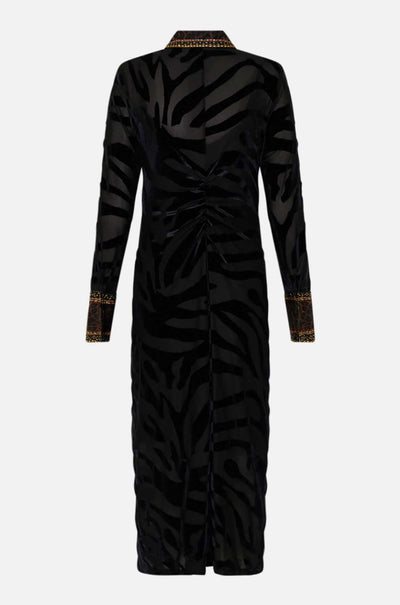 Camilla - Amsterglam Stretch Velvet Animal Shirt Dress