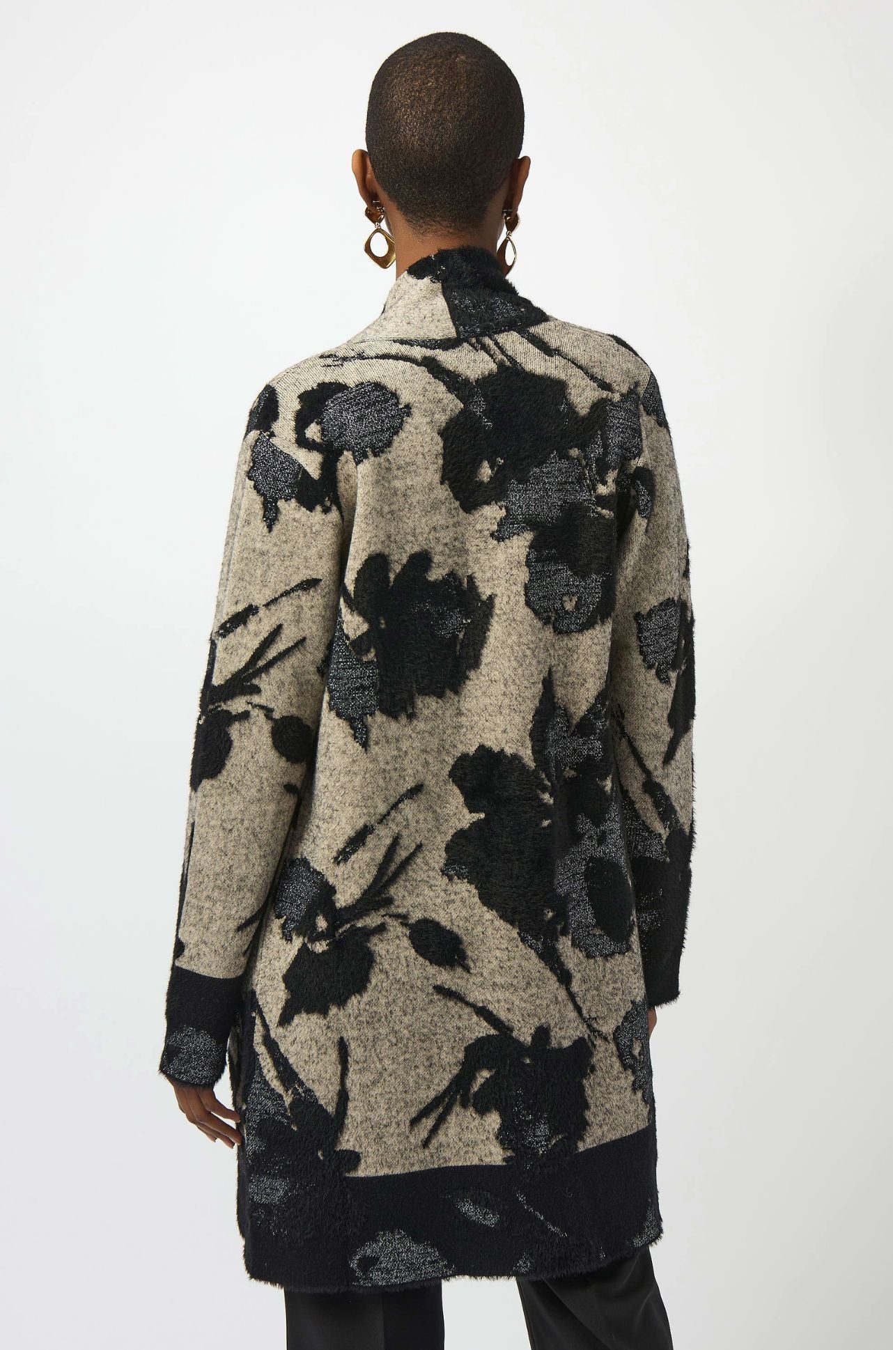 Joseph Ribkoff - Abstract Jacquard Sweater Knit Long Cardigan