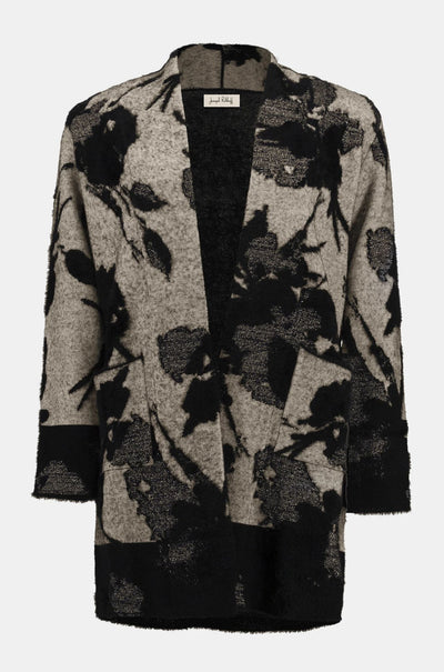 Joseph Ribkoff - Abstract Jacquard Sweater Knit Long Cardigan
