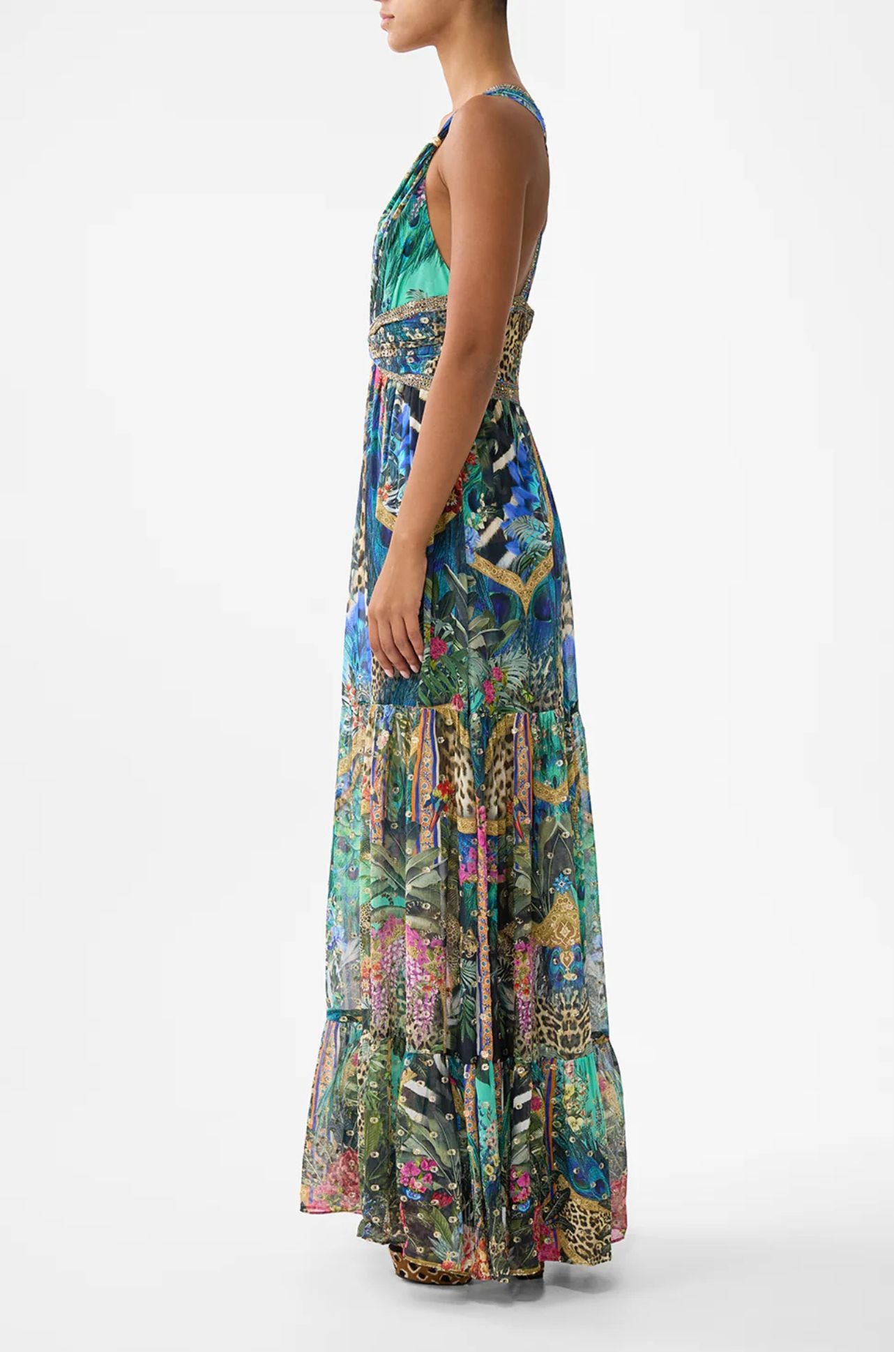 Camilla - Animal Alchemy Bead Strap Gathered Panel Dress