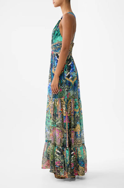 Camilla - Animal Alchemy Bead Strap Gathered Panel Dress