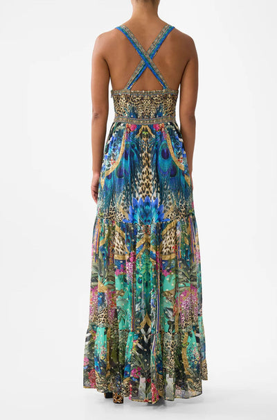 Camilla - Animal Alchemy Bead Strap Gathered Panel Dress