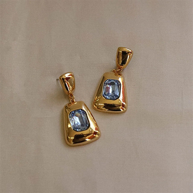 Zahar - Annalise Earrings in Blue Glass Stone