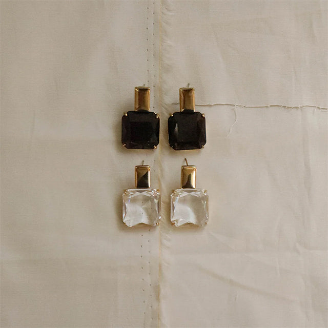 Zahar - Arianna Earrings in Smoky Brown Glass Stone