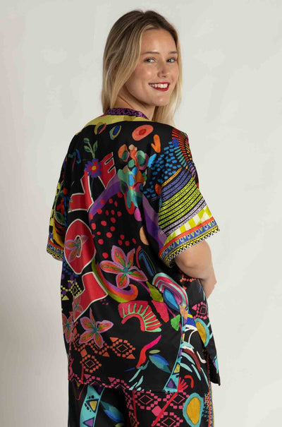 Johnny Was - The Audrey Short Sleeve Mandarin Collar Tunic in Jenny