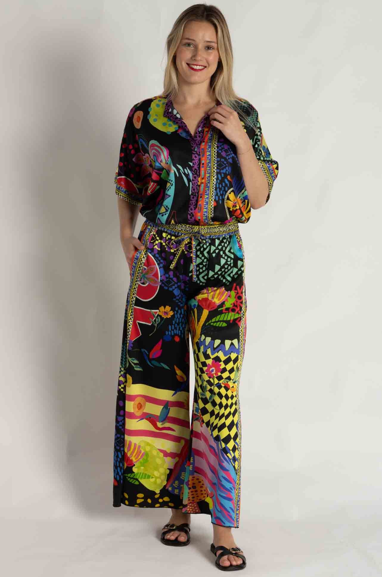 Johnny Was - The Audrey Short Sleeve Mandarin Collar Tunic in Jenny