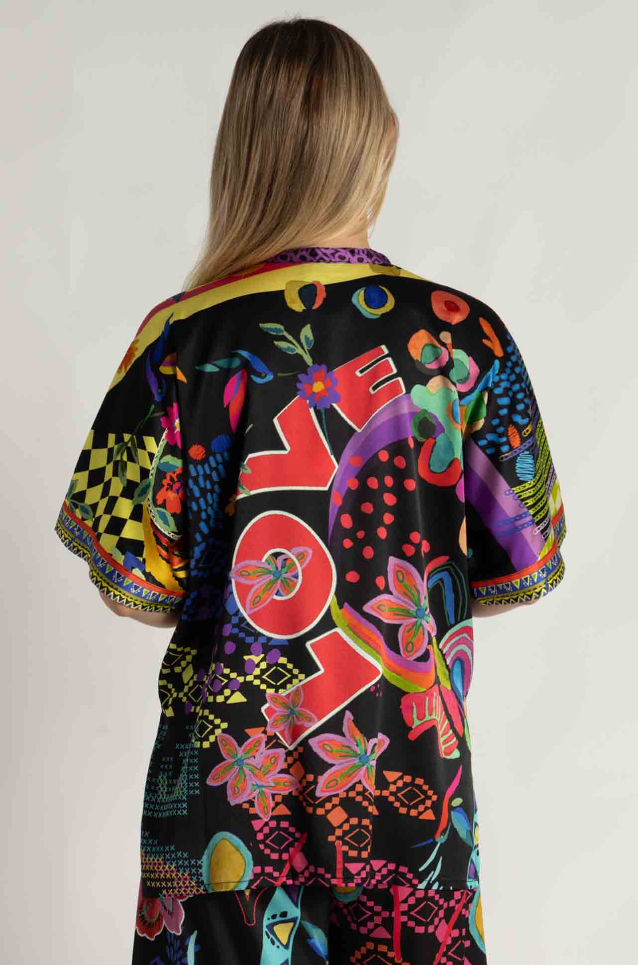 Johnny Was - The Audrey Short Sleeve Mandarin Collar Tunic in Jenny