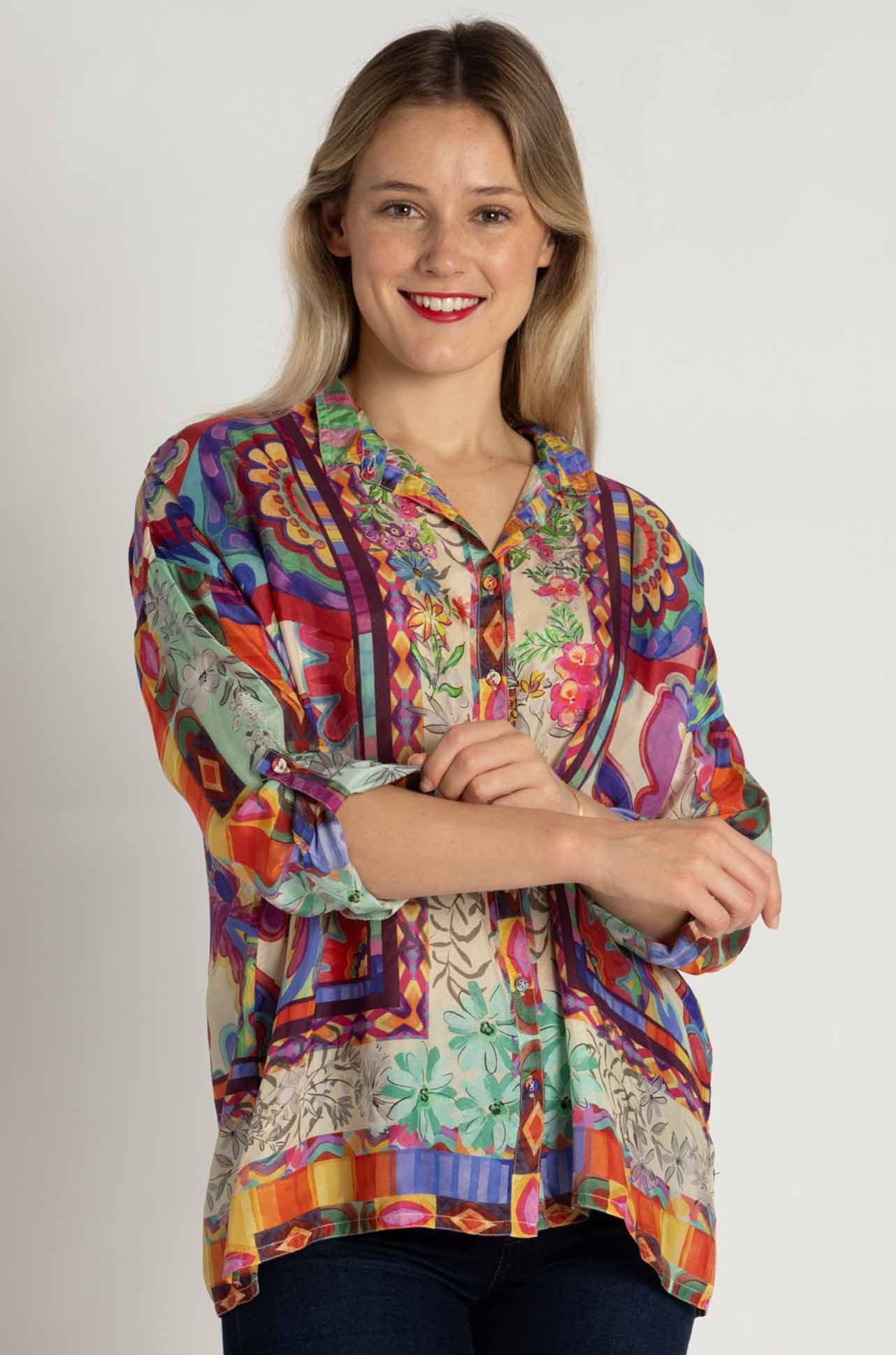 Johnny Was - The Audrey Shirt in Mcanna Scarf Print