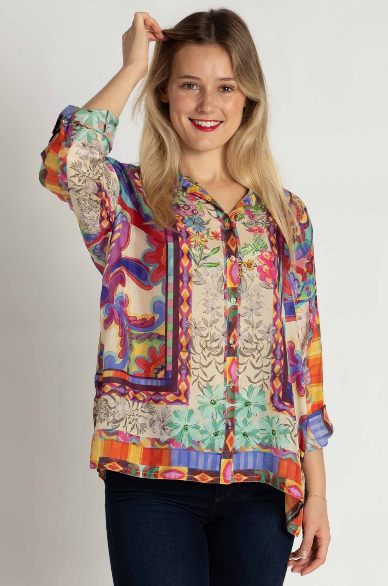 Johnny Was - The Audrey Shirt in Mcanna Scarf Print