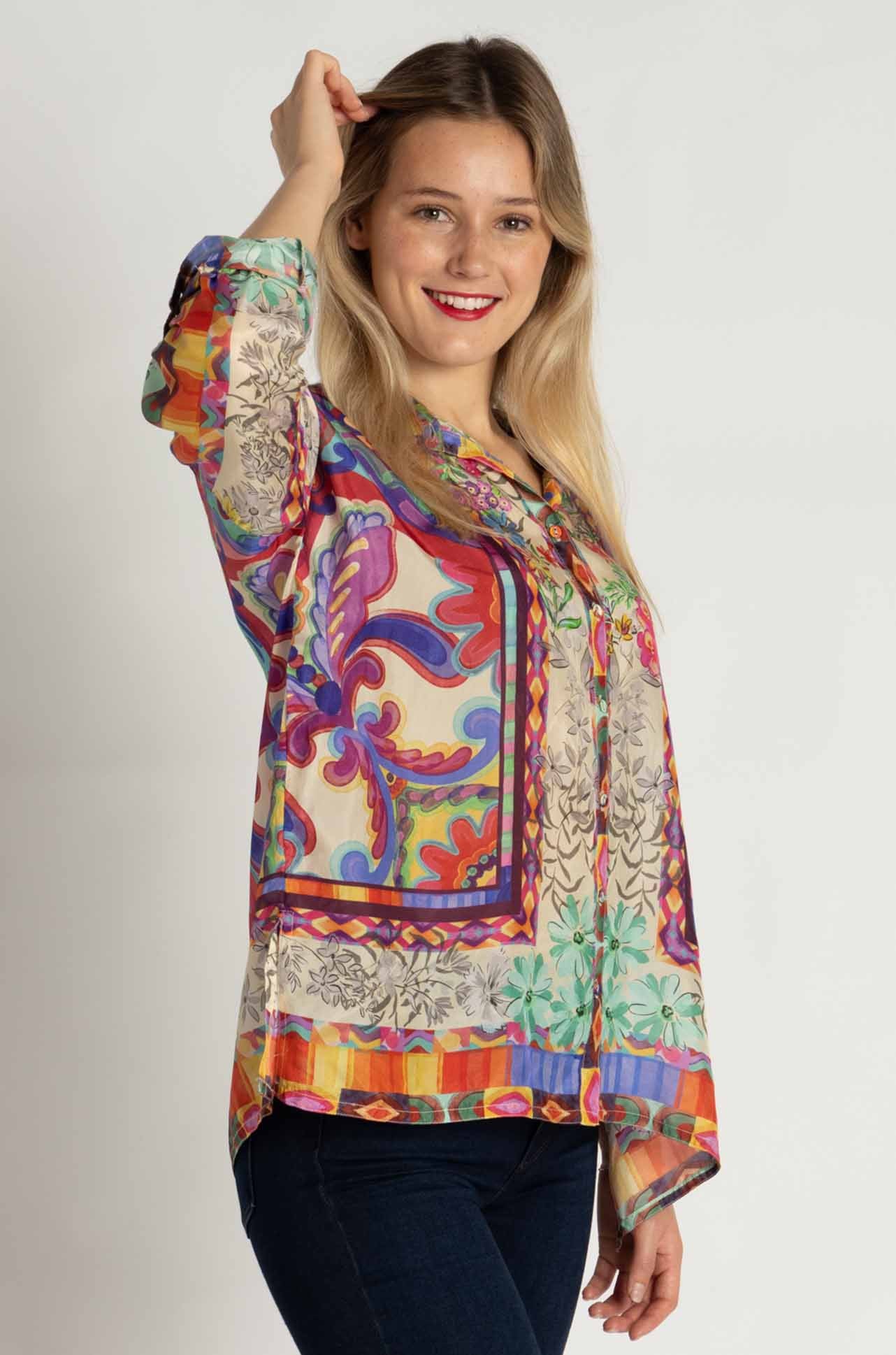 Johnny Was - The Audrey Shirt in Mcanna Scarf Print