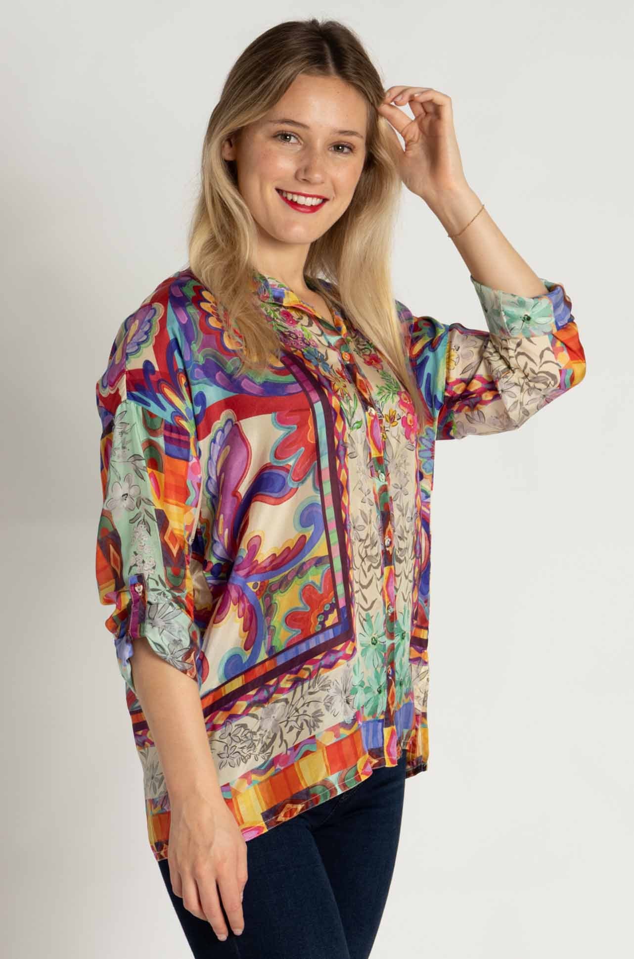 Johnny Was - The Audrey Shirt in Mcanna Scarf Print