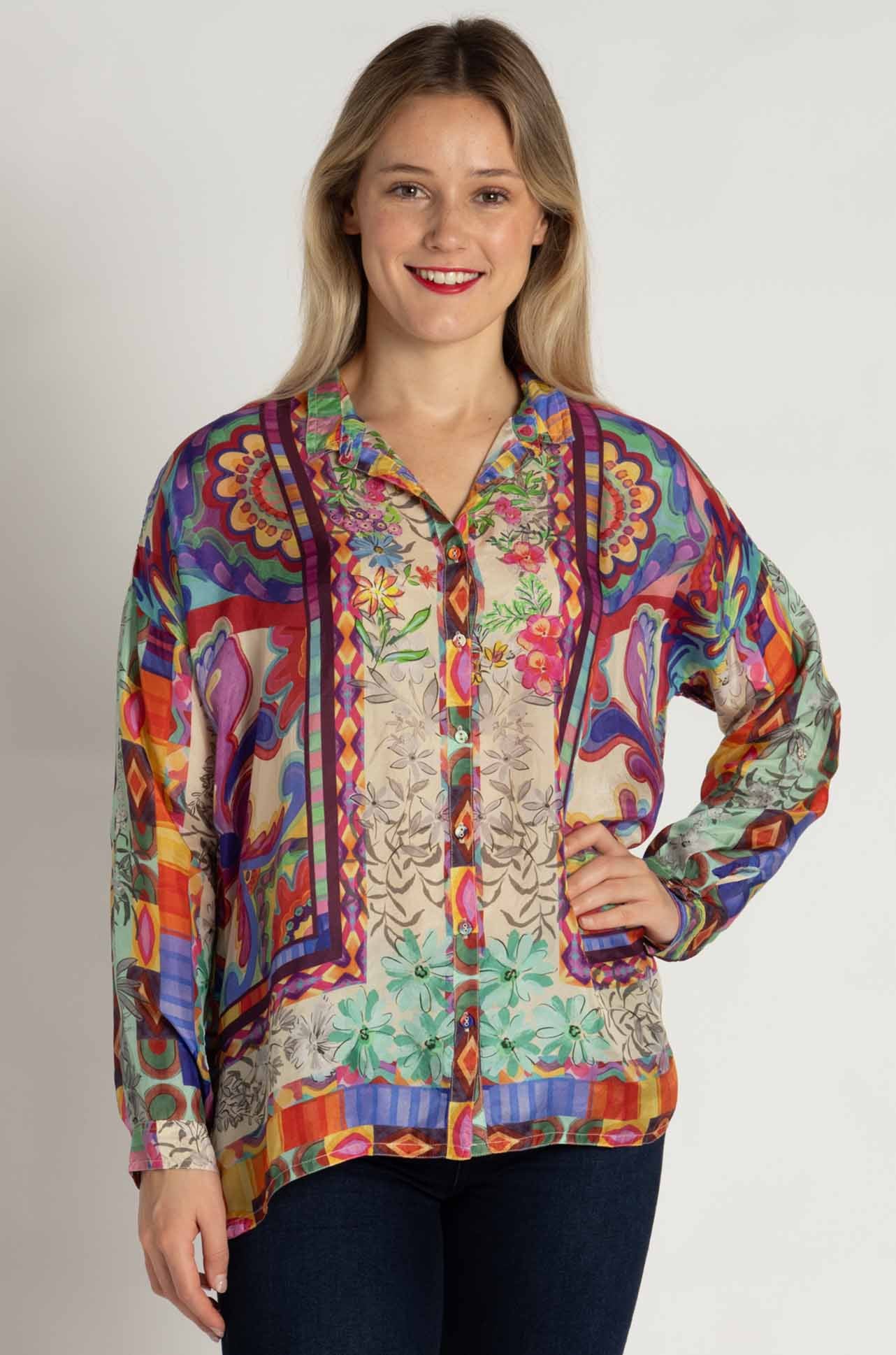 Johnny Was - The Audrey Shirt in Mcanna Scarf Print