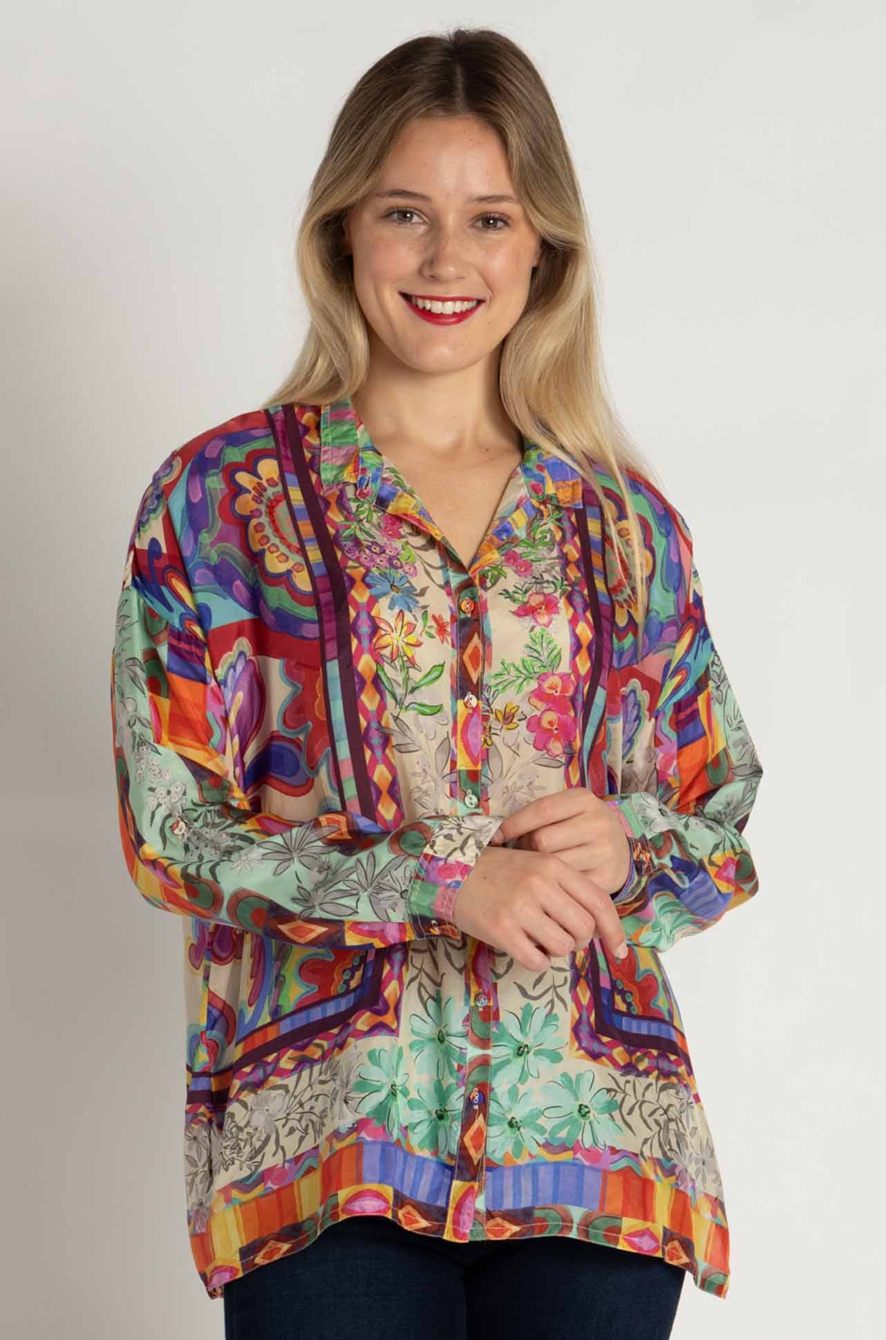Johnny Was - The Audrey Shirt in Mcanna Scarf Print