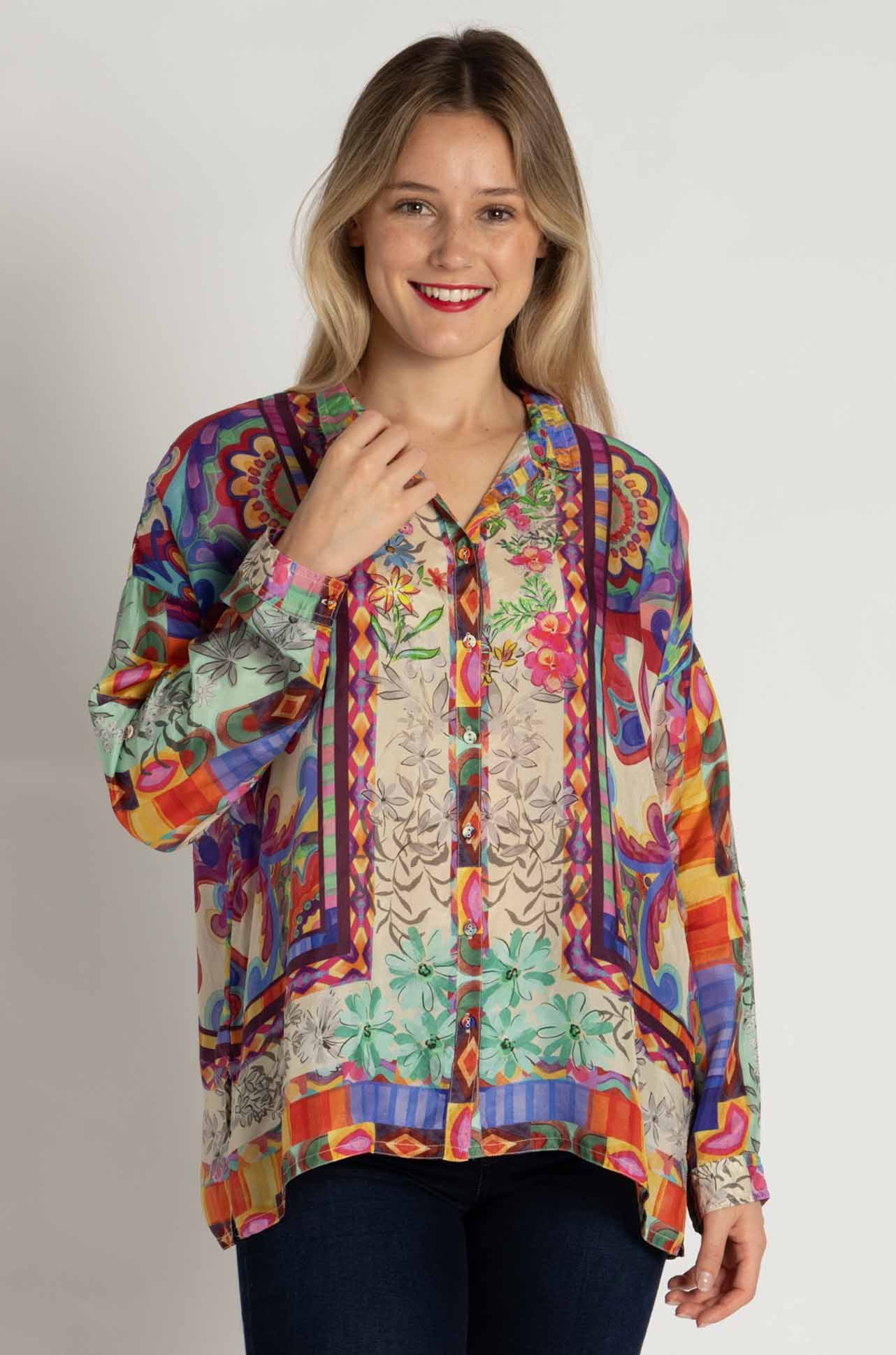 Johnny Was - The Audrey Shirt in Mcanna Scarf Print