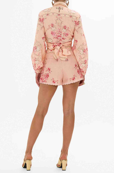 Camilla - Blossoms & Brushstrokes Tuck Front Short