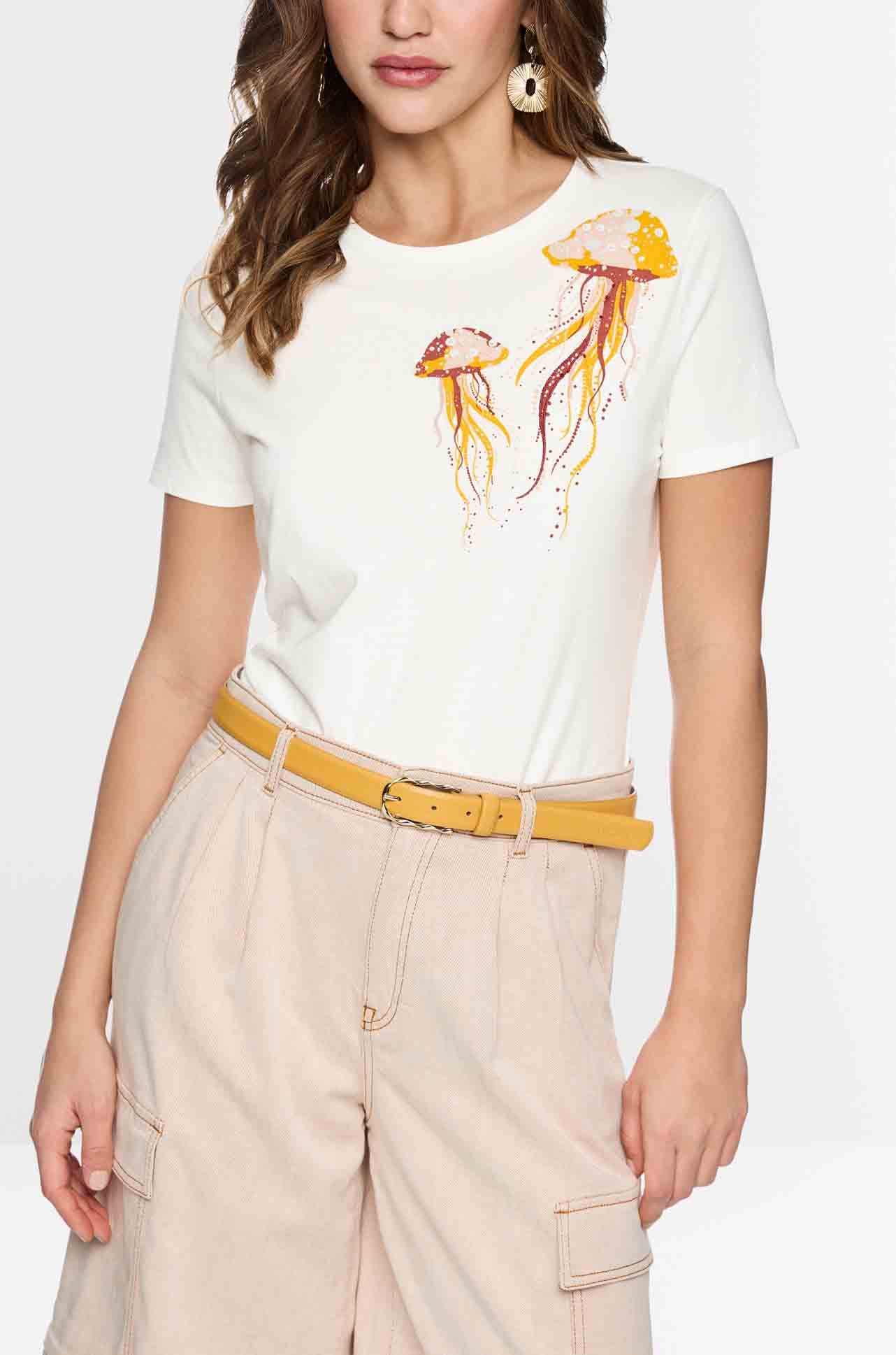 Marc Cain - Blazing Sun Cotton Shirt w/ Jellyfish Motif