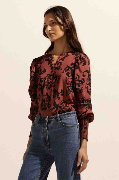 zoe kratzmann - beam top in clay floral