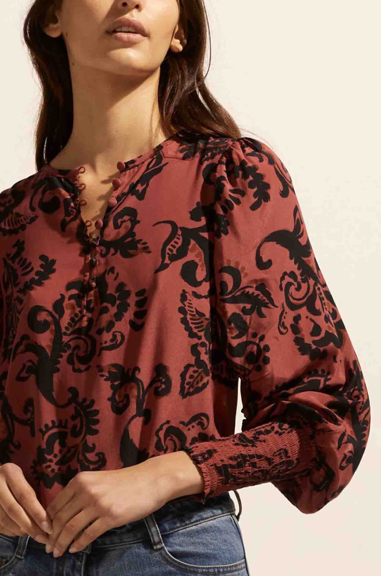 zoe kratzmann - beam top in clay floral