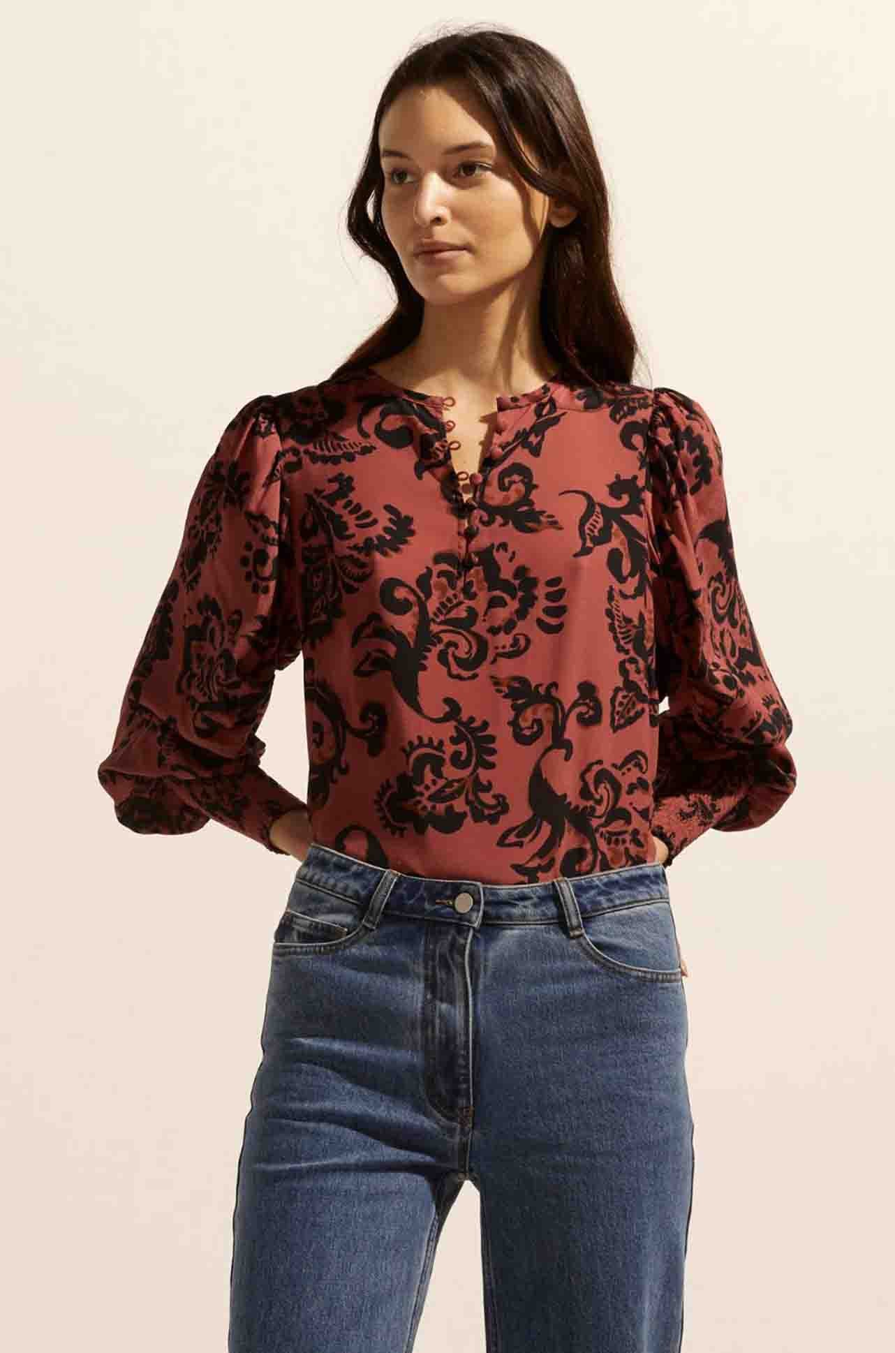 zoe kratzmann - beam top in clay floral