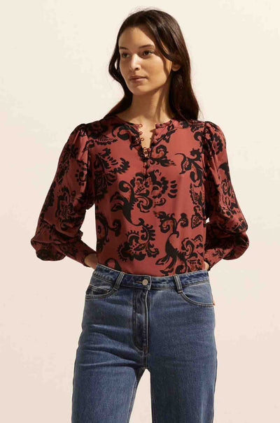 zoe kratzmann - beam top in clay floral