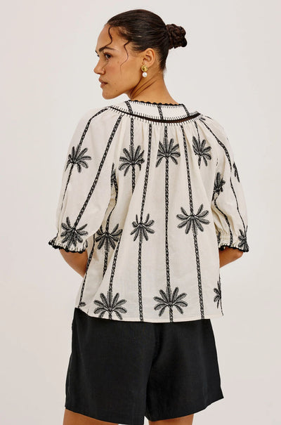 Rails - Belina SS Top in Embroidered Palms