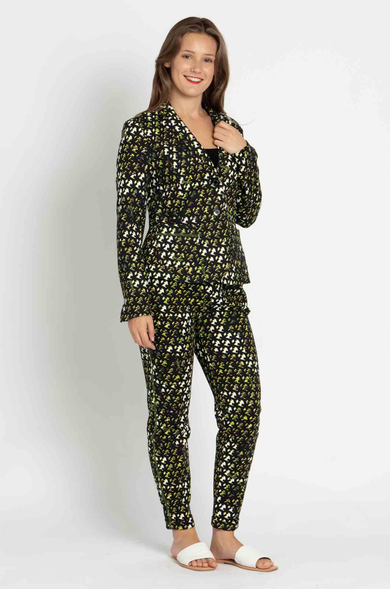 Marc Cain - Black/Fluro Print Logo Blazer