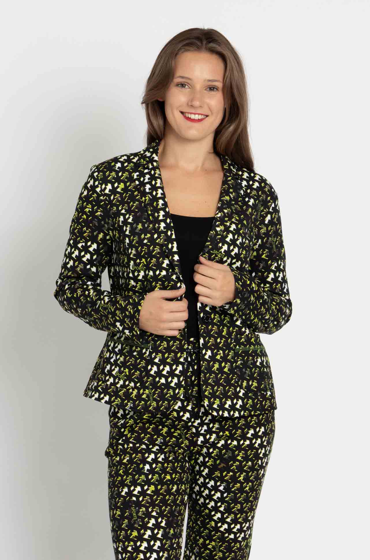 Marc Cain - Black/Fluro Print Logo Blazer