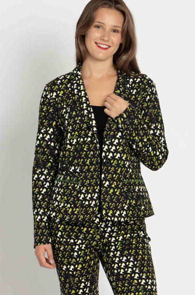 Marc Cain - Black/Fluro Print Logo Blazer