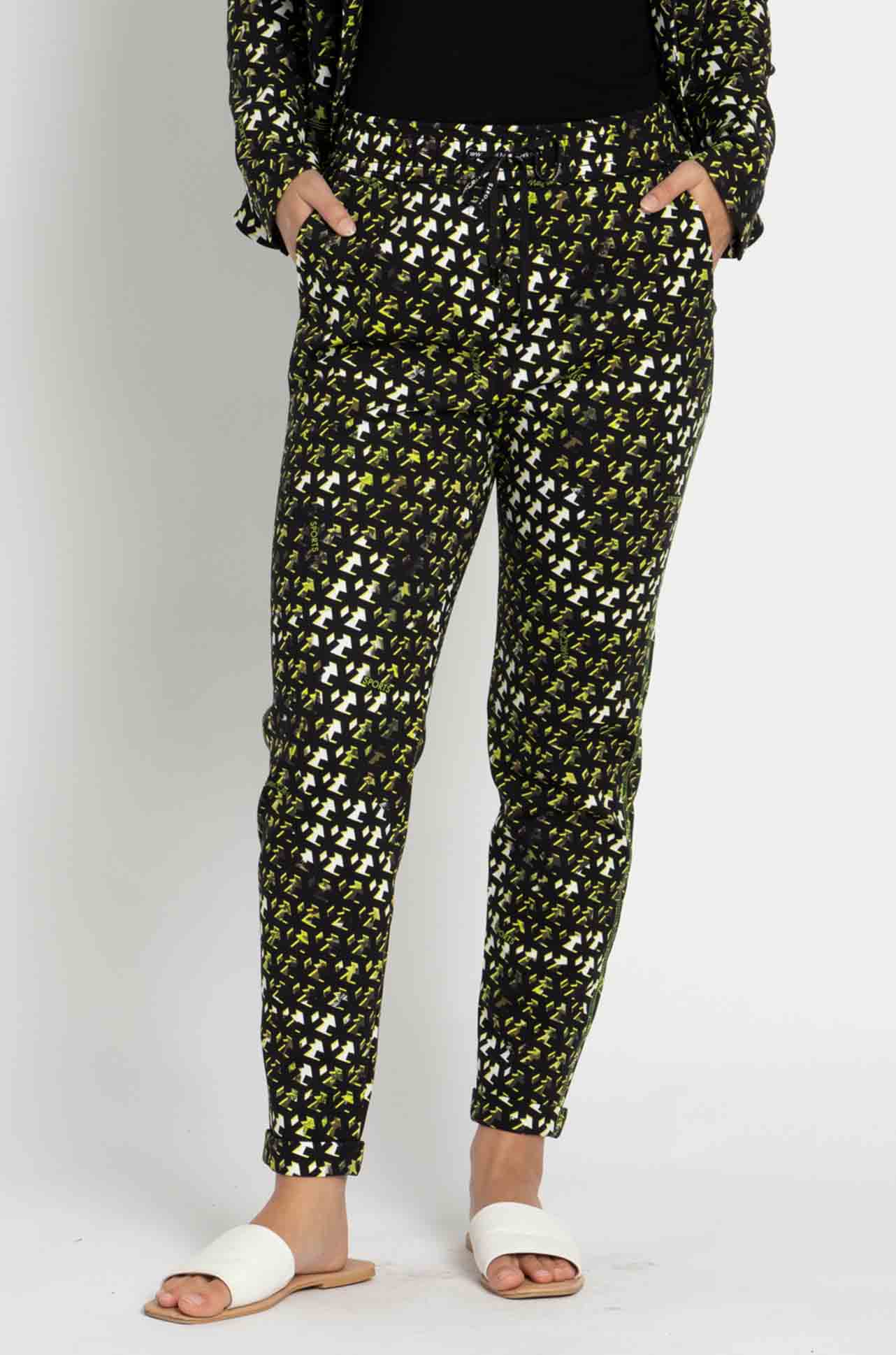 Marc Cain - Black/Fluro Print Logo Sports Pant