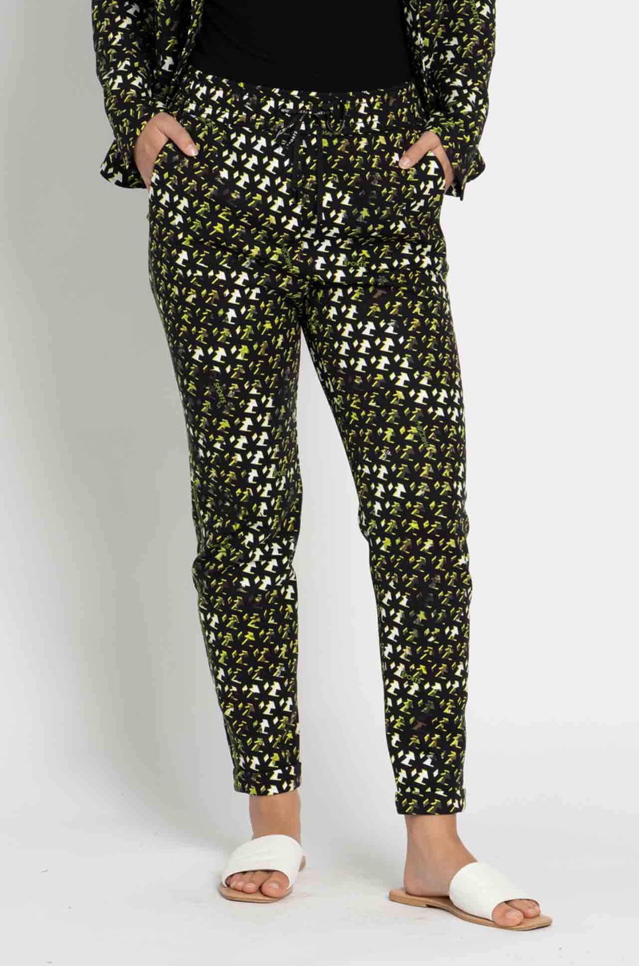 Marc Cain - Black/Fluro Print Logo Sports Pant