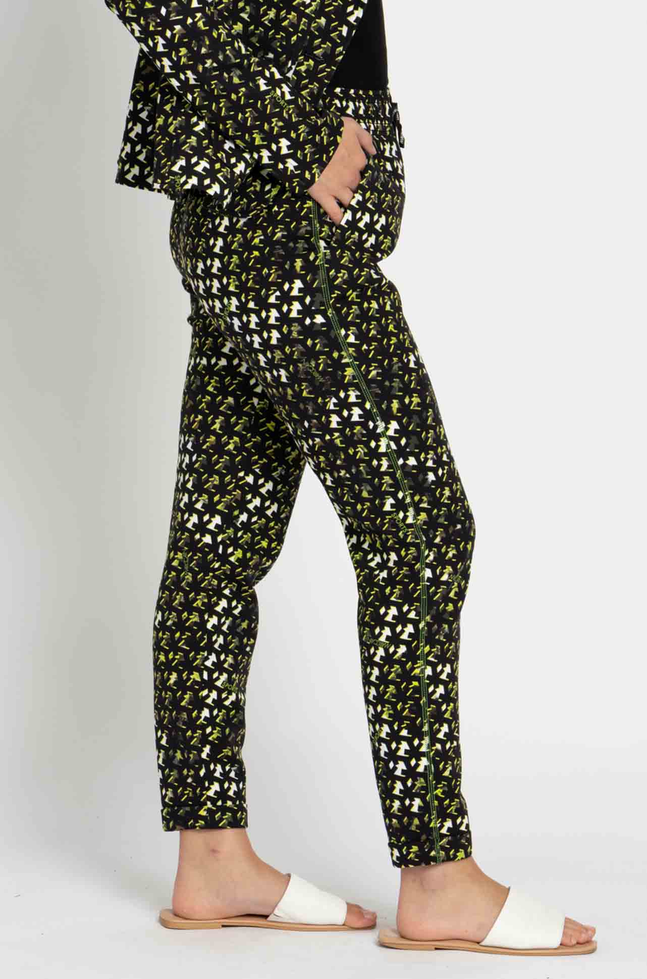 Marc Cain - Black/Fluro Print Logo Sports Pant