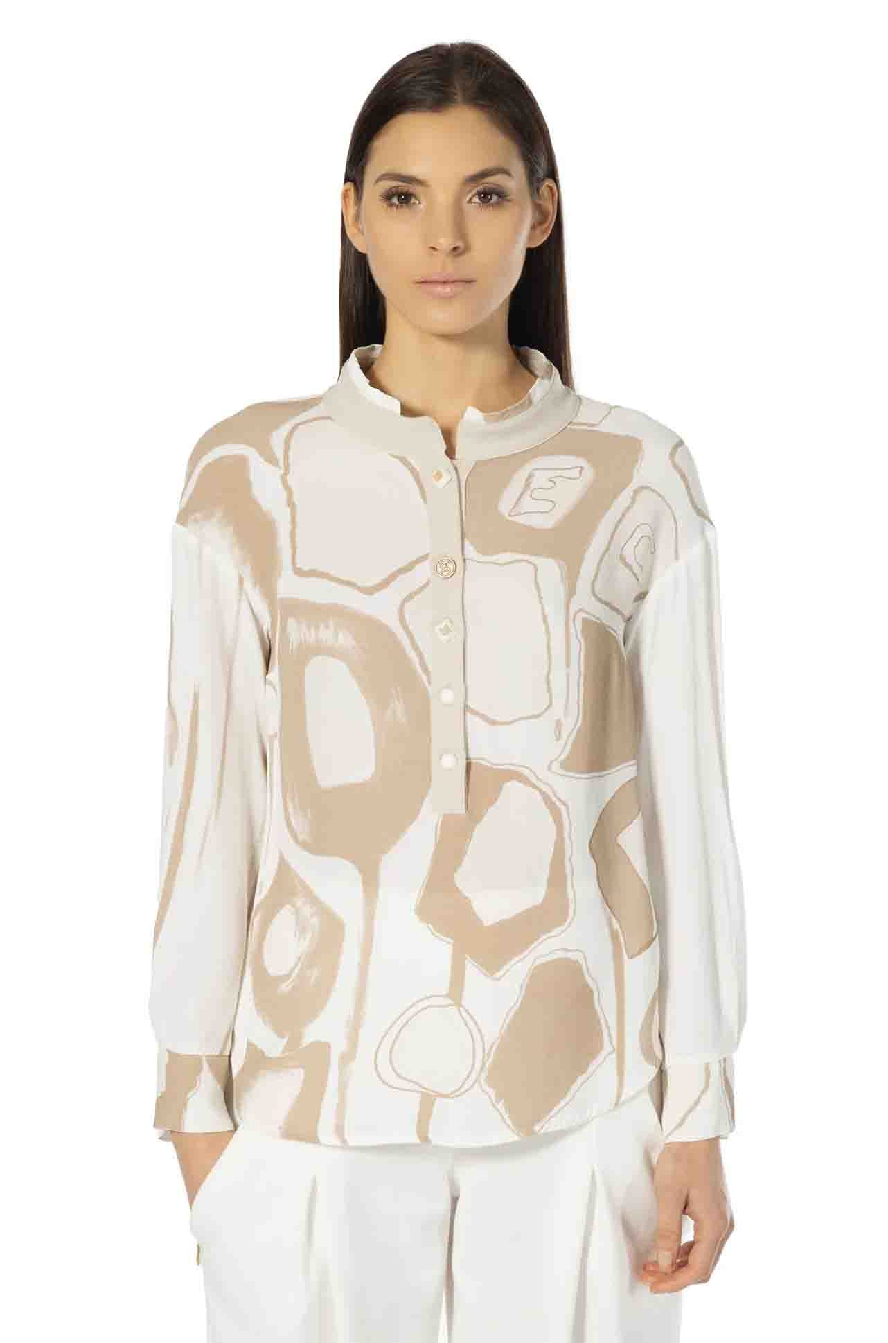Elisa Cavaletti - Blouse w/ Beige Giraffe Print