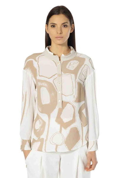 Elisa Cavaletti - Blouse w/ Beige Giraffe Print