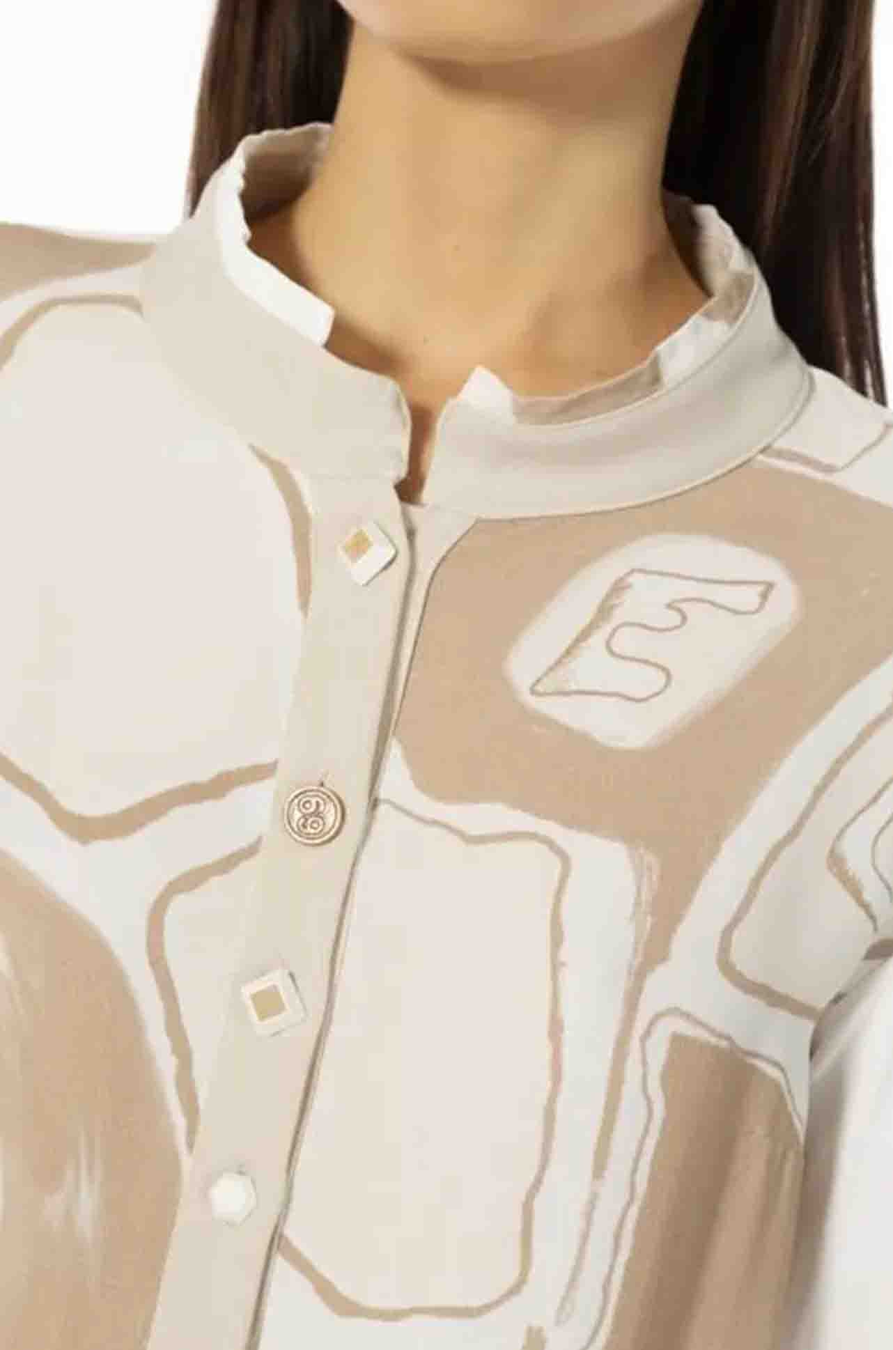 Elisa Cavaletti - Blouse w/ Beige Giraffe Print