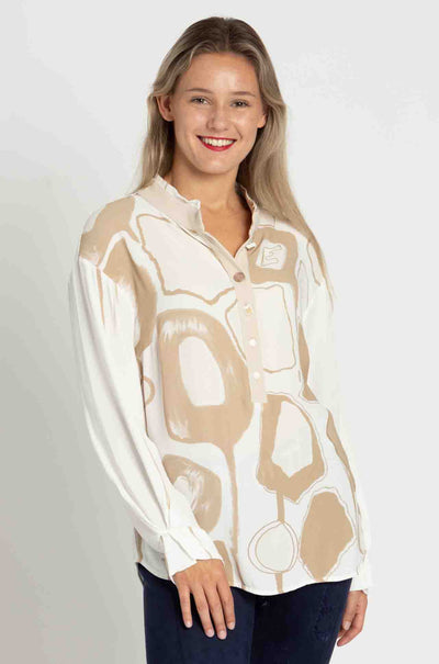 Elisa Cavaletti - Blouse w/ Beige Giraffe Print