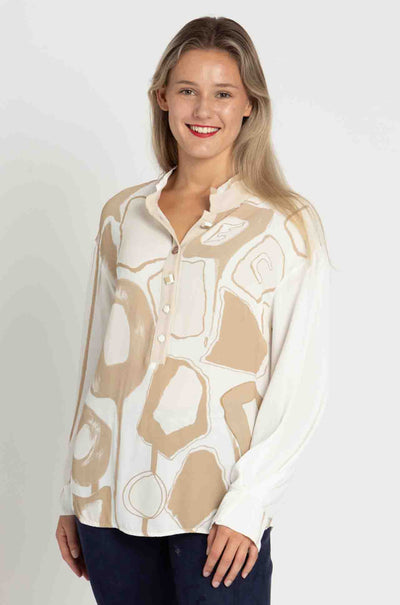 Elisa Cavaletti - Blouse w/ Beige Giraffe Print