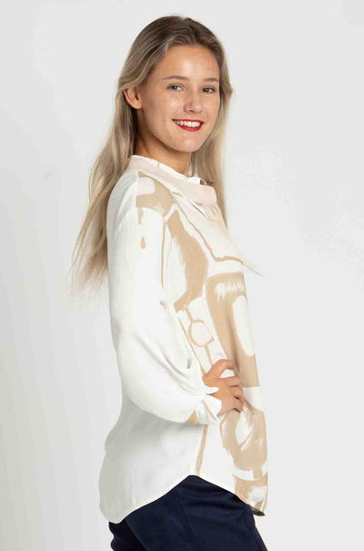 Elisa Cavaletti - Blouse w/ Beige Giraffe Print